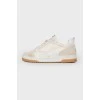 Men's beige leather and suede sneakers