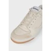 Men's beige leather and suede sneakers