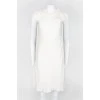 White fabric flower inserts dress