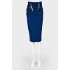 Blue pencil metallic inserts skirt