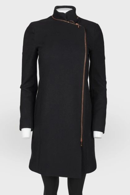 Black wool zipper coat