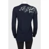 Blue wool lace sweater