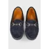 Kids suede navy blue loafers