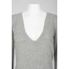 Gray cashmere sweater with a deep neckline