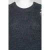 Dark blue knitted sweater of a free cut