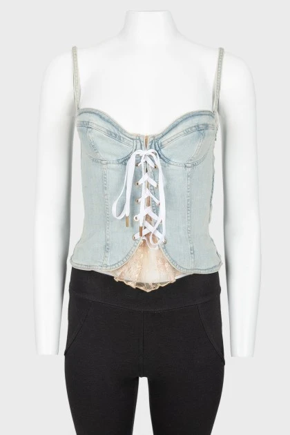 Jeans corset top on lacing