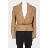 Wool leather inserts and belt jacket with tag