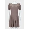 Wool lace short sleeves dress