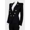 Black jacket with golden buttons with tag