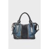 Rectangular leather bag in blue and black