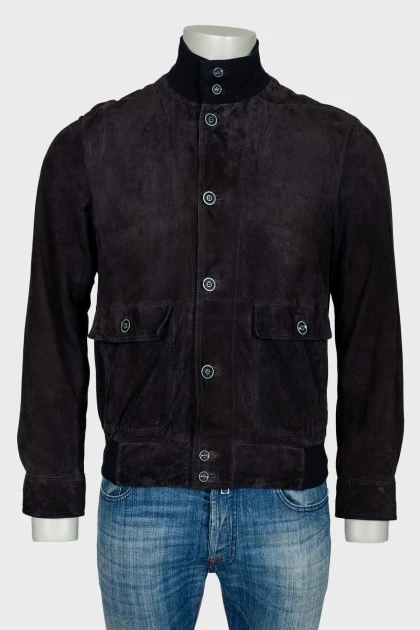 Men's suede buttoned jacket