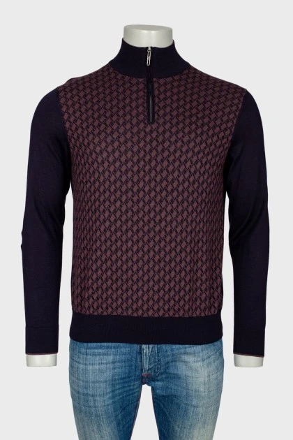 Men's pattern in front sweater