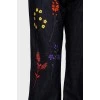 High-fit embroidery jeans