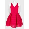 Pink mesh dress with puffed skirt