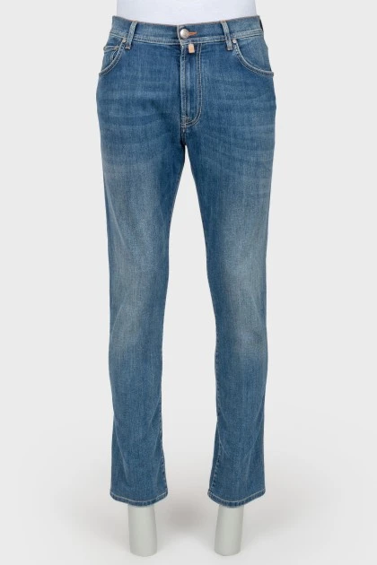Men's straight blue jeans