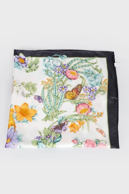 Silk scarf with floral pattern