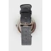 Black leather strap watch