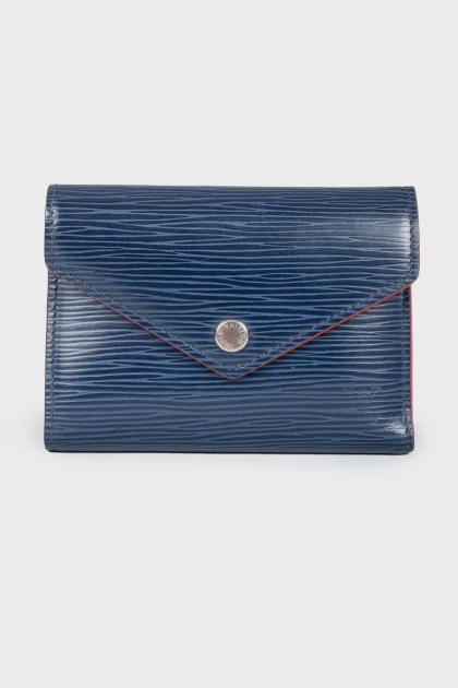 Blue purse of texture leather