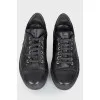 Men's leather embroidered branding sneakers