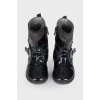 Children's patent leather boots with a zipper