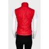 Red vest with suede shoulders