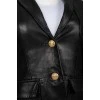Leather single -breasted jacket with golden buttons