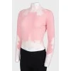Pink thin sweater with lace