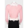 Pink thin sweater with lace