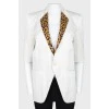 White leopard collar jacket