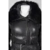 Leather fur collar jacket