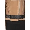Brown suede fur and leather inserts jacket