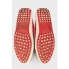 Red leather loafers
