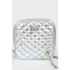 A quilted silver handbag