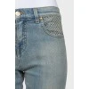 Metal rhinestones jeans
