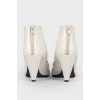 White leather half -boots with heels