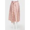 Pink silk floral print skirt
