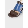 Leather sandals combined color