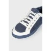 Leather sneakers with dark blue suede inserts