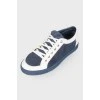 Leather sneakers with dark blue suede inserts