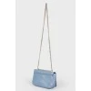Blue leather swivel clasp bag