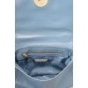 Blue leather swivel clasp bag