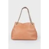 SOHO brown leather bag with a golden chain