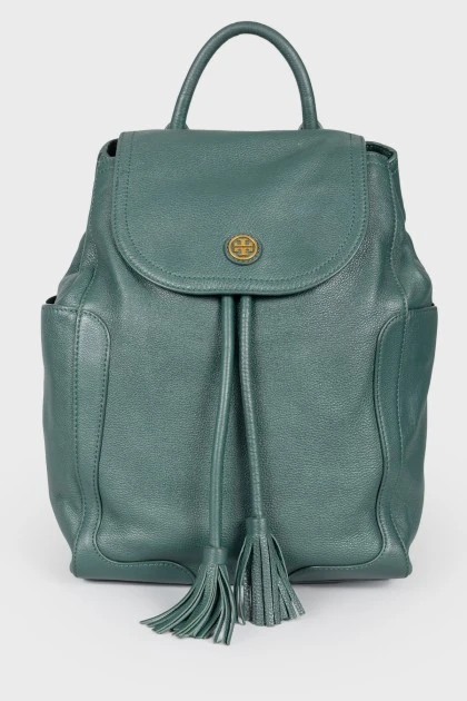 Emerald leather magnetic closure backpack