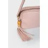 Pink leather zipper handbag