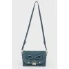 Emerald leather bag with bow