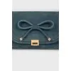 Emerald leather bag with bow