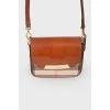 Brown leather bag with removable shoulder strap
