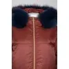 Bordeaux down jacket with fur hood