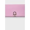 Pink leather magnetic closure wallet