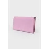 Pink leather magnetic closure wallet